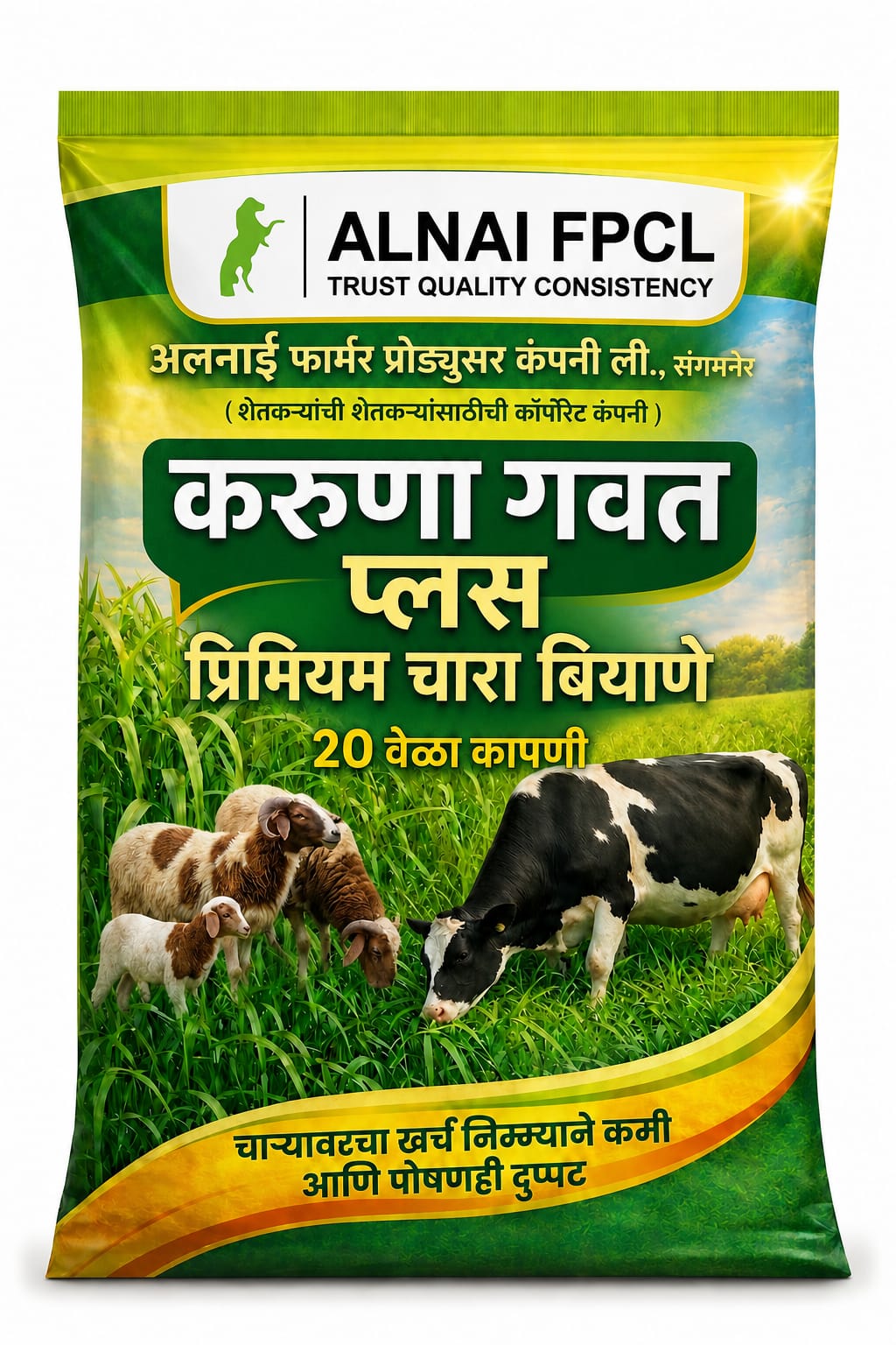 करुणा गवत प्लस - प्रिमियम चारा बियाणे पॅकेट (समोर)